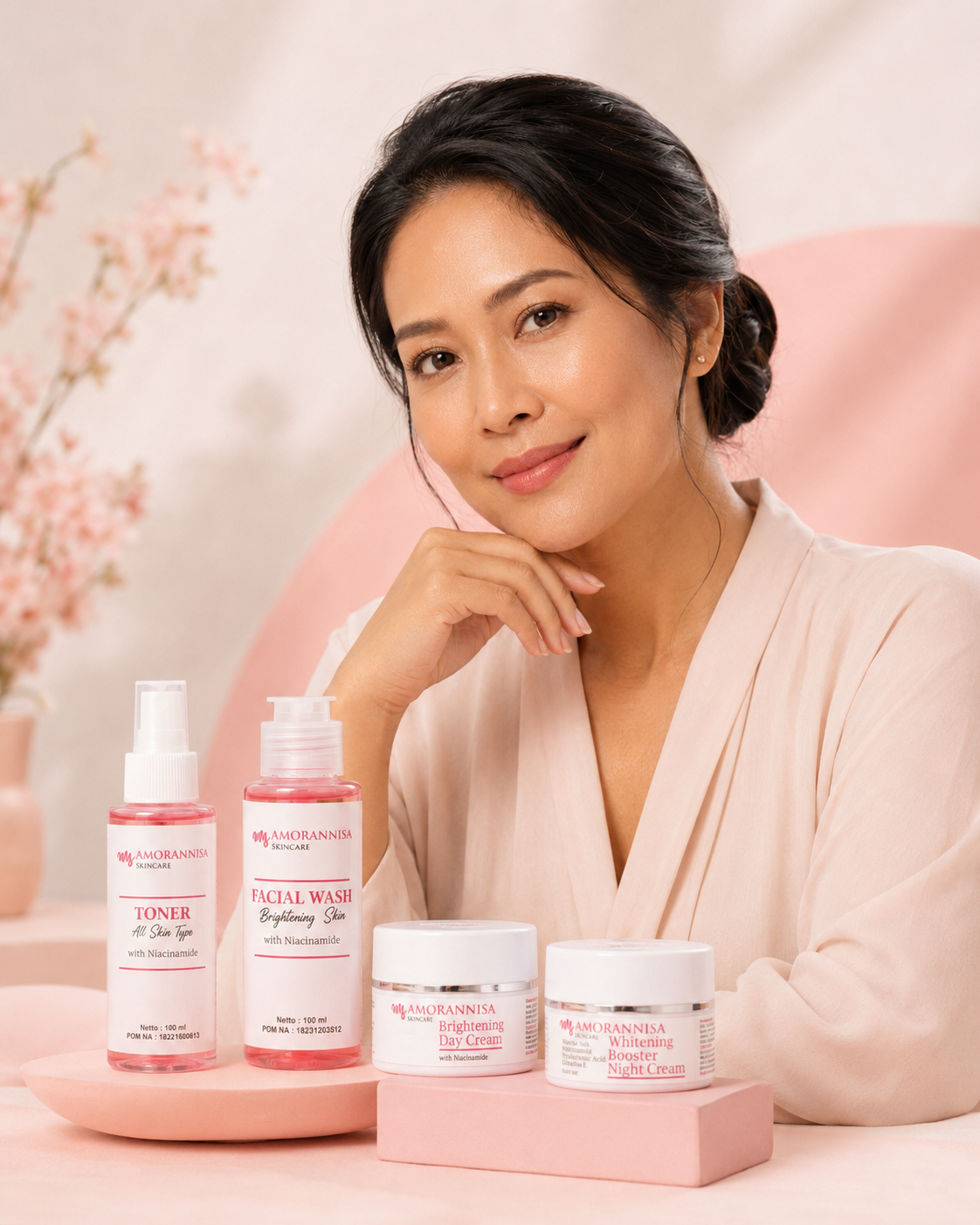 Perempuan dewasa untuk perawatan kulit flek dan kusam bersama Amorannisa Skincare